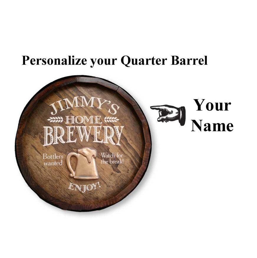 Personalized Home Brewery Quarter Barrel Sign with Relief