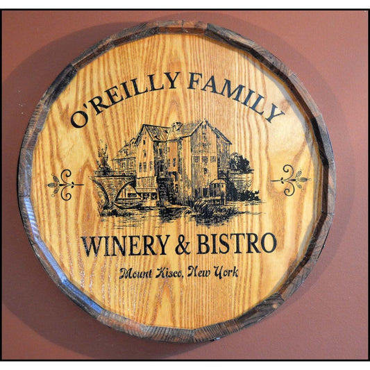 Personalized Wine Bar & Bistro Quarter Barrel Sign with Relief