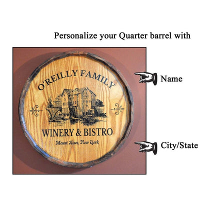 Personalized Wine Bar & Bistro Quarter Barrel Sign with Relief