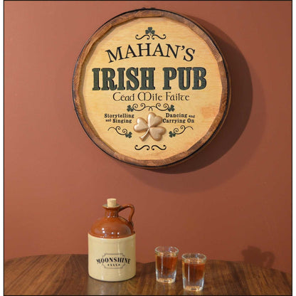 Personalized Irish Pub Quarter Barrel Sign with Relief