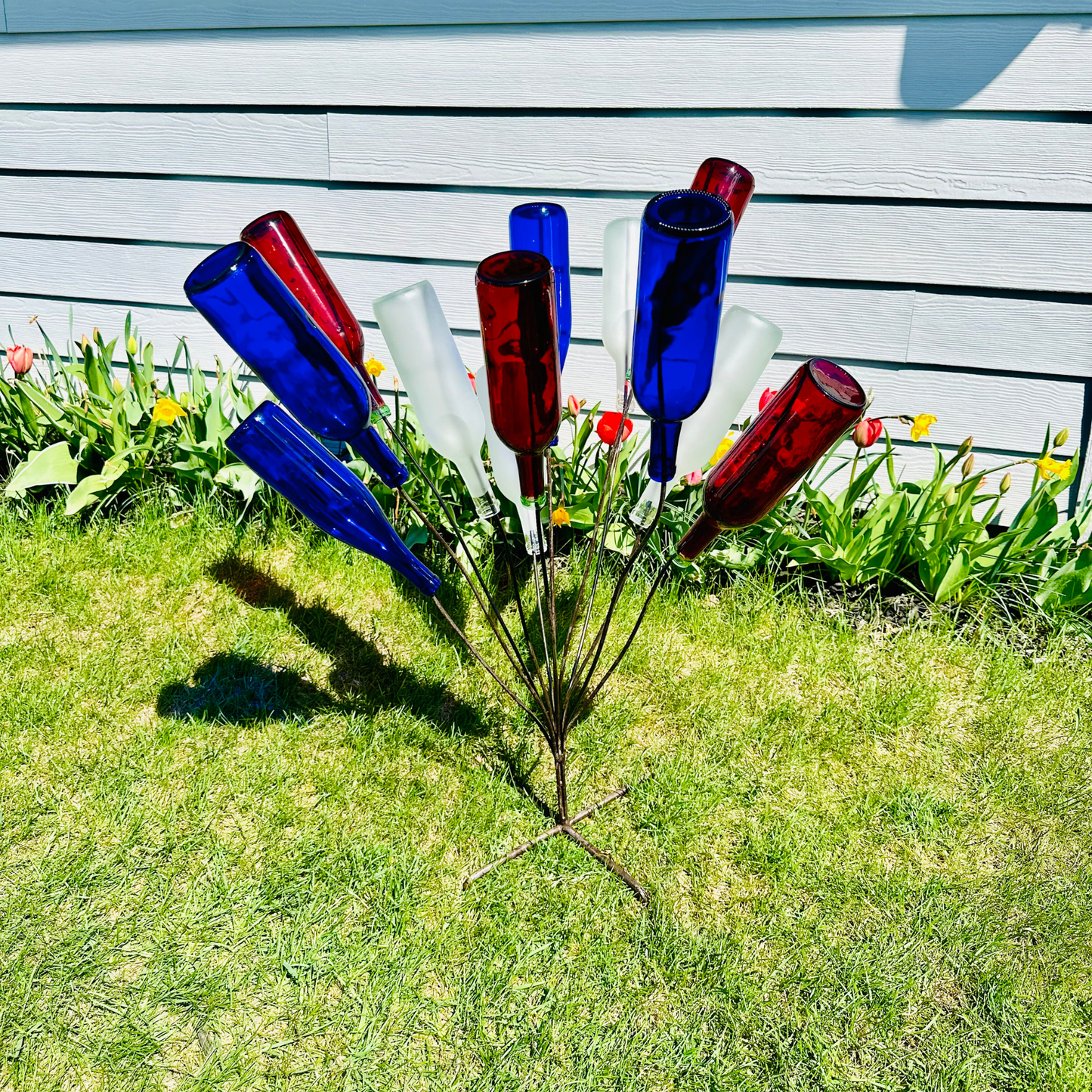 Empty Red White Blue Colored Wine Bottles, 750ml - DIY Projects, Décor and Bottle Trees, Pack of 3 Patriotic Bottles