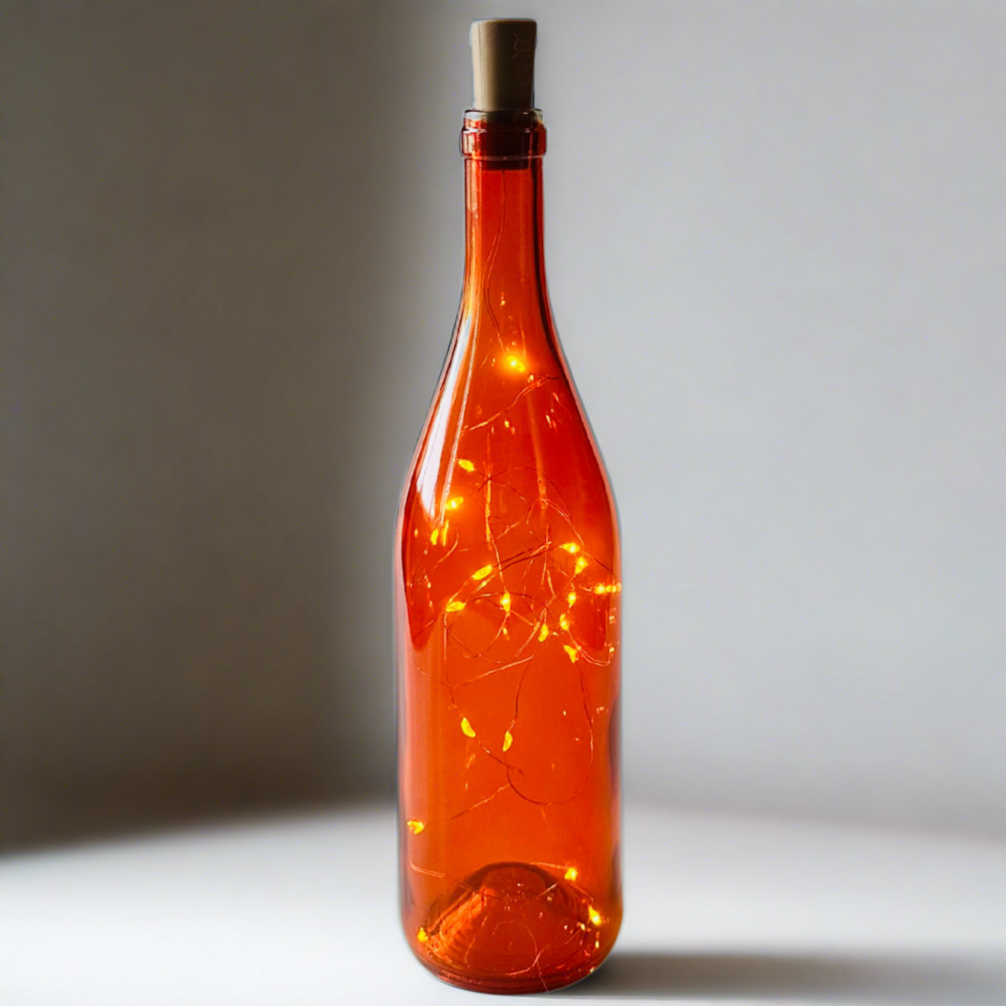 Orange Wine Bottle with Warm White Fairy String Lights, 750ml, Battery Operated Lights - DIY Projects and  Décor