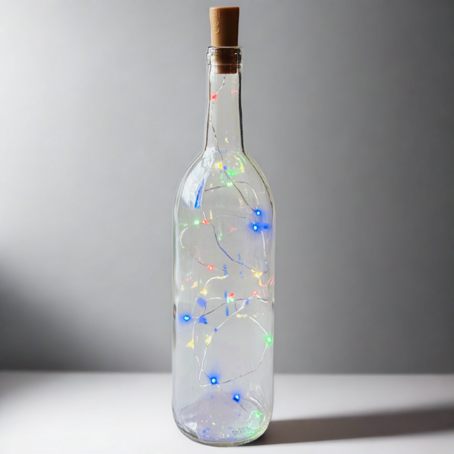 Clear Wine Bottle with Colored Fairy String Lights, 750ml, Battery Operated Lights - DIY Projects and  Décor