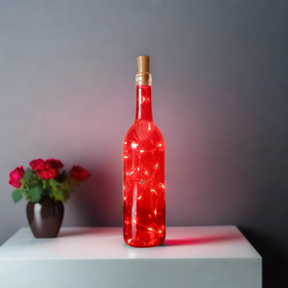 Red Wine Bottle with Warm White Fairy String Lights, 750ml, Battery Operated Lights - DIY Projects and  Décor