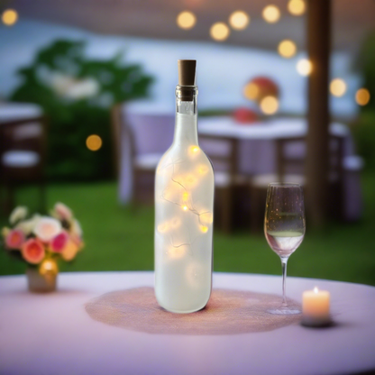 Frosted Wine Bottle with Warm White Fairy String Lights, 750ml, Battery Operated Lights - DIY Projects and  Décor