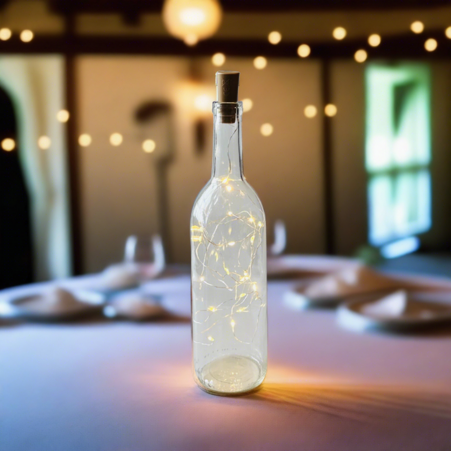 Clear Wine Bottle with Warm White Fairy String Lights, 750ml, Battery Operated Lights - DIY Projects and  Décor