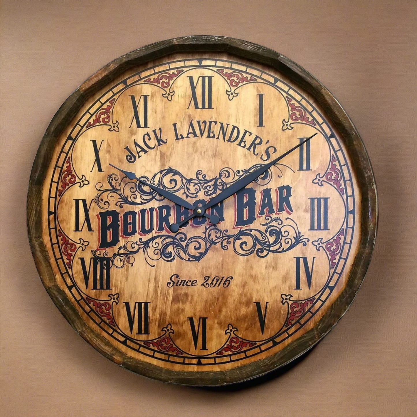 Personalize Your Own Bourbon Bar Quarter Barrel Clock