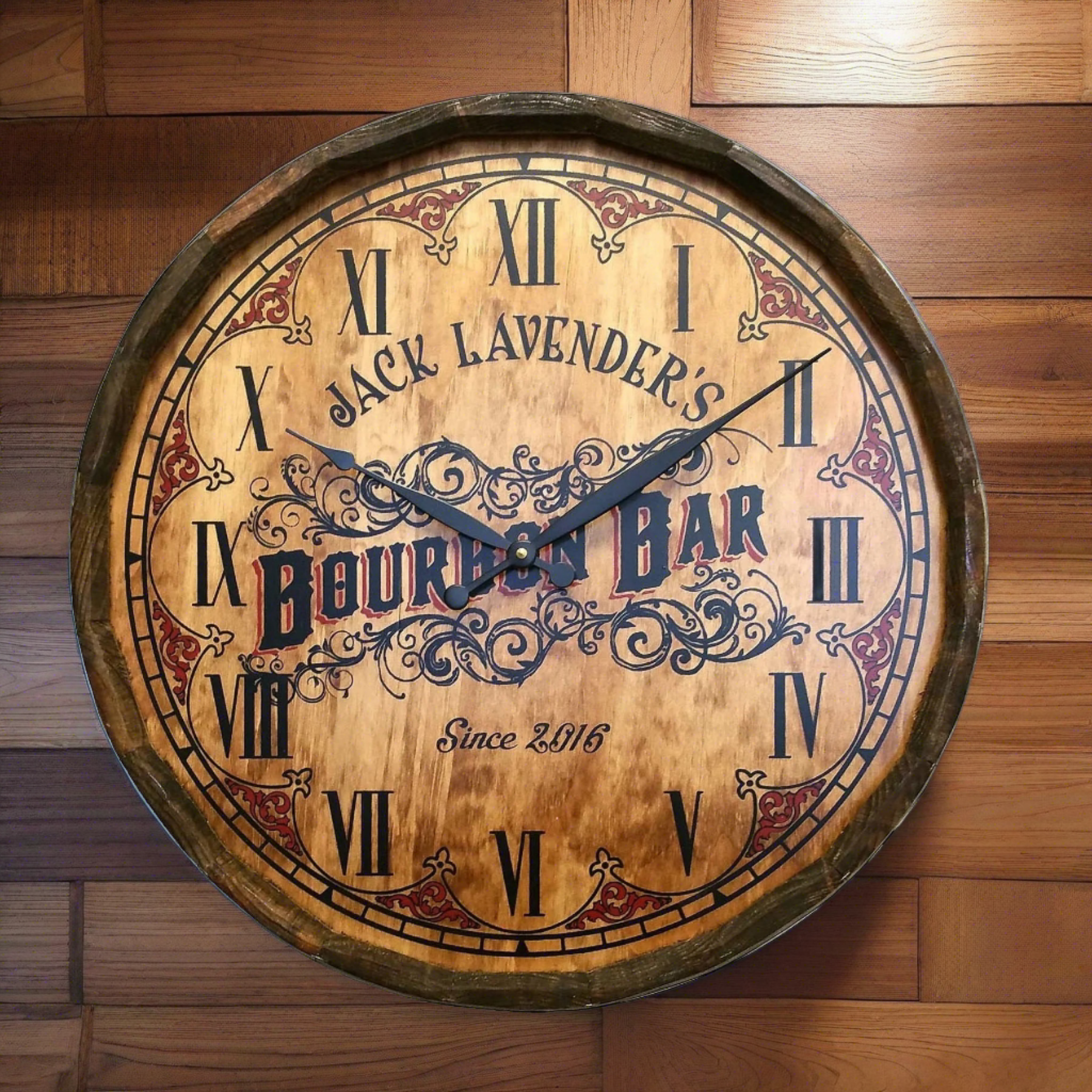 Personalize Your Own Bourbon Bar Quarter Barrel Clock