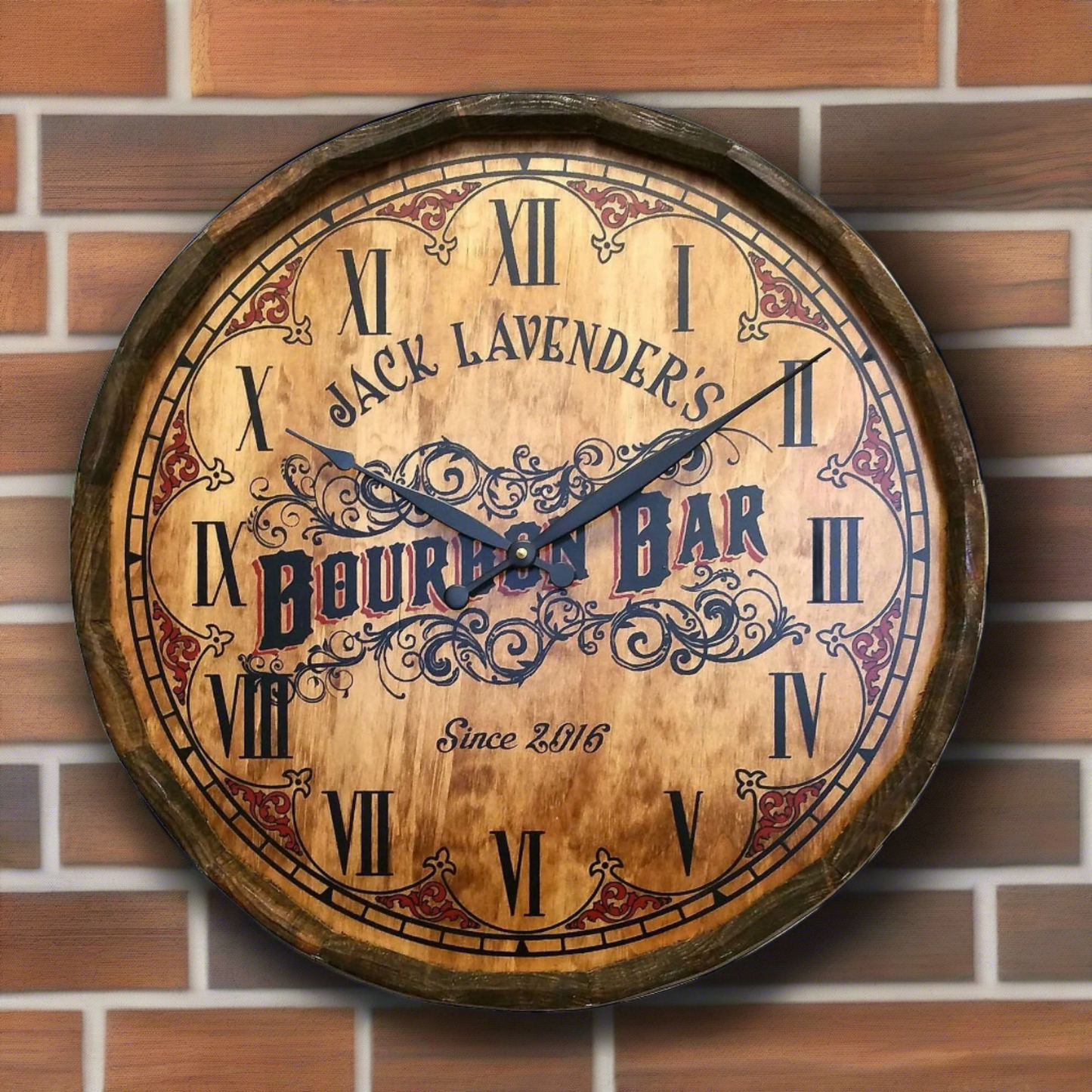 Personalize Your Own Bourbon Bar Quarter Barrel Clock