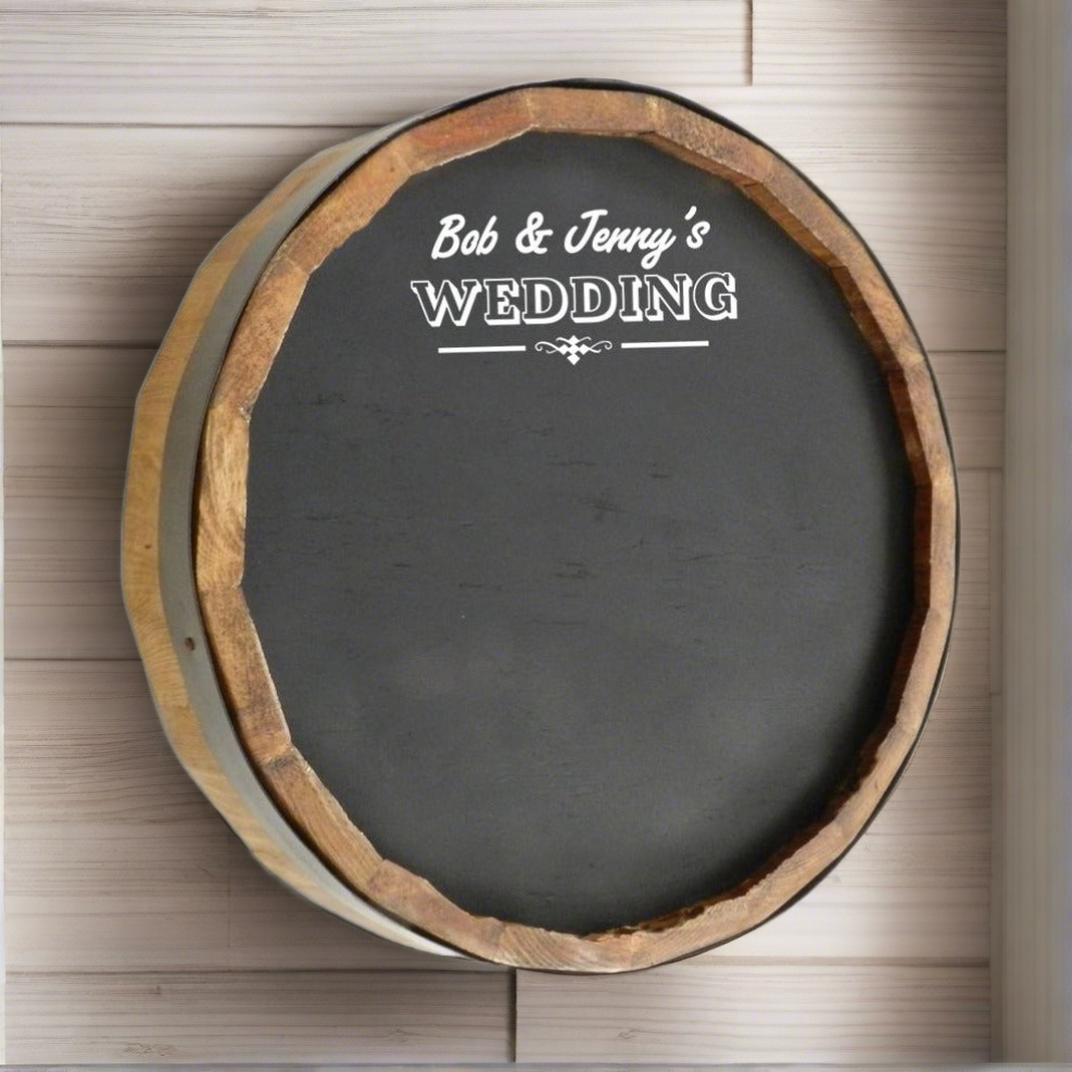 Personalized Wedding Quarter Barrel Chalkboard Sign