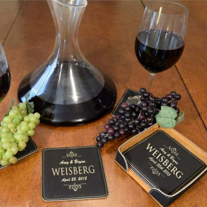 Fully Custom Personalized Leather Coasters (6-Pack)