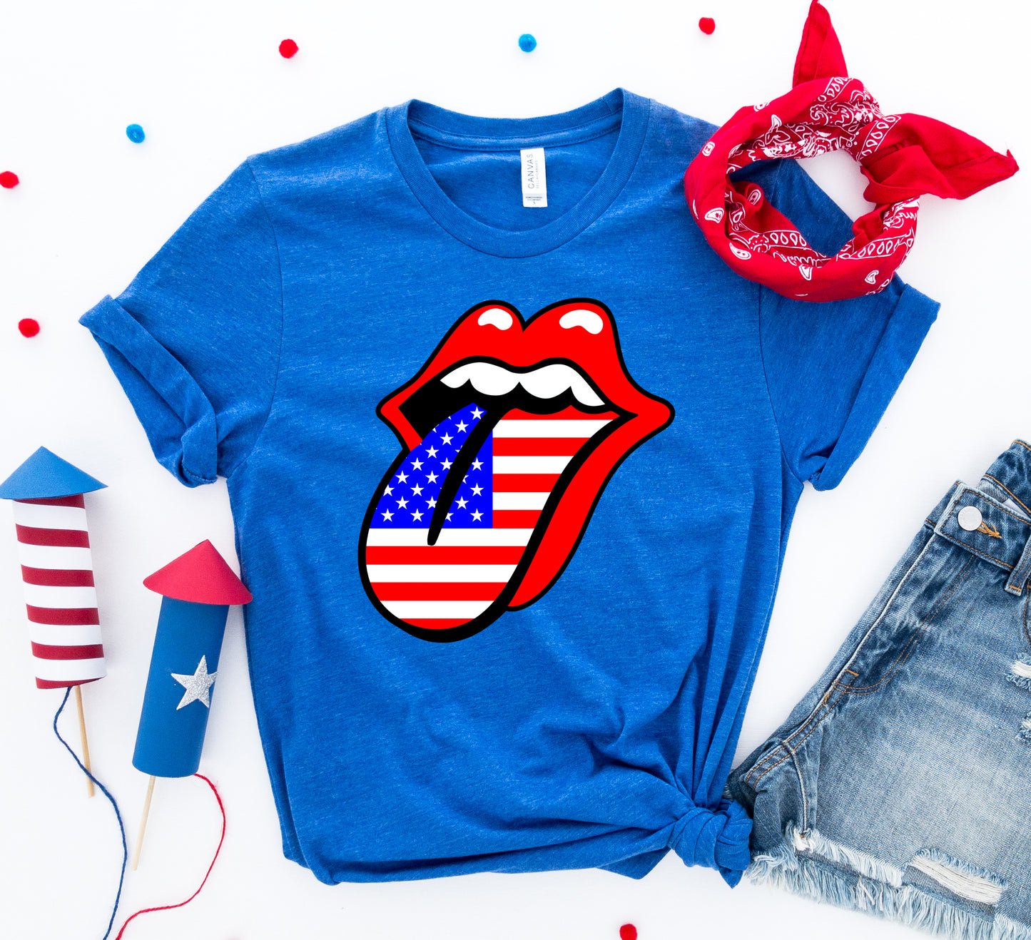 4th of July T-shirt, Independence Day Shirt, USA Lips, Womans Shirt