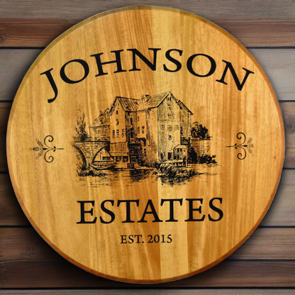 Personalize Your Own Estates Real Oak Wood Wine Barrel Sign