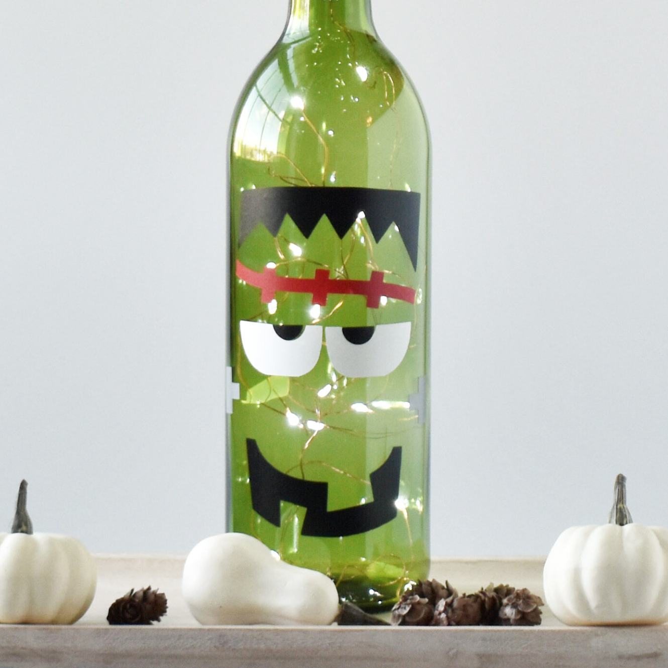 Halloween Wine Bottles with Fairy String Lights, Halloween Decoration, Battery Operated