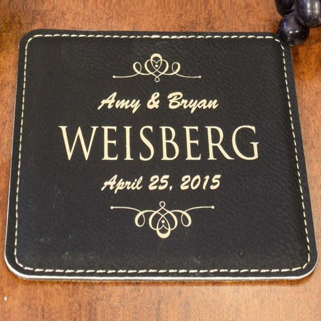 Fully Custom Personalized Leather Coasters (6-Pack)
