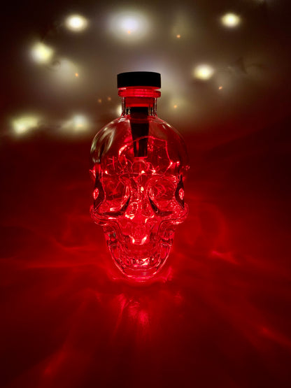 Spooky Skull Glass Bottle Decoration With Battery Powered String Lights