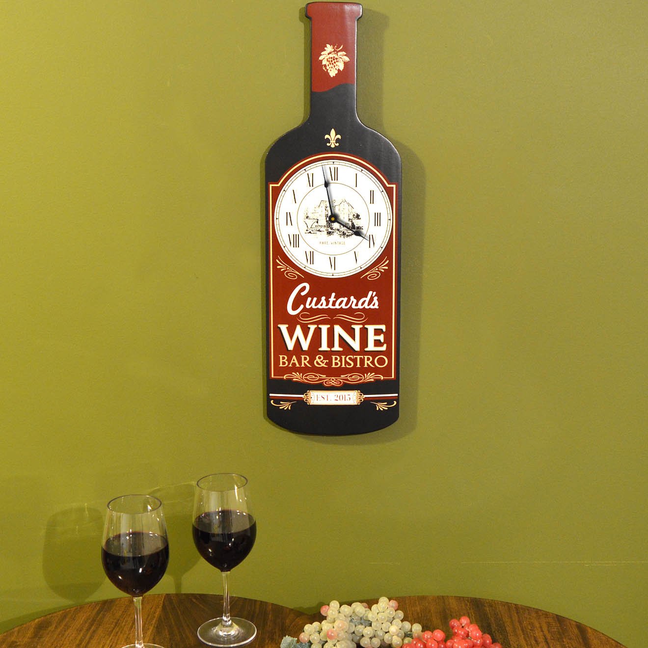 Personalize Your Own Wine Bar & Bistro Wood Wall Clock