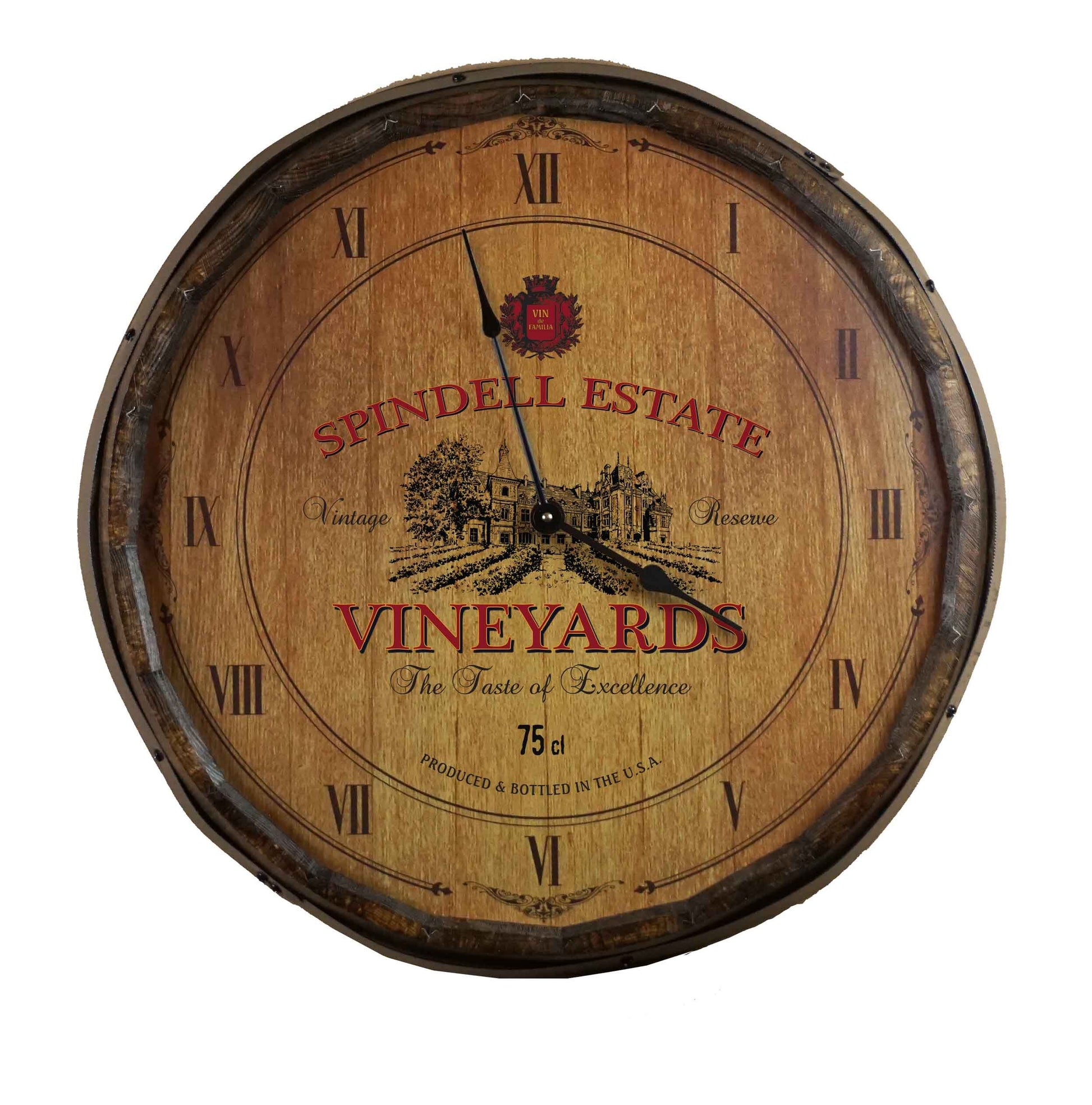 Personalize Your Own Vinyards Wine Quarter Barrel Clock